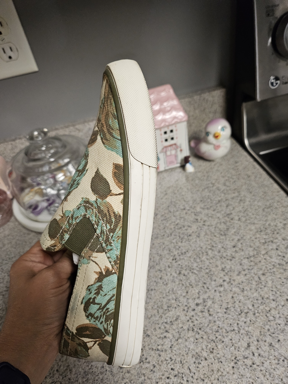 Tory Burch Floral Canvas Slip-On Sneakers in Cream, Mint & Brown - Picture 6 of 16